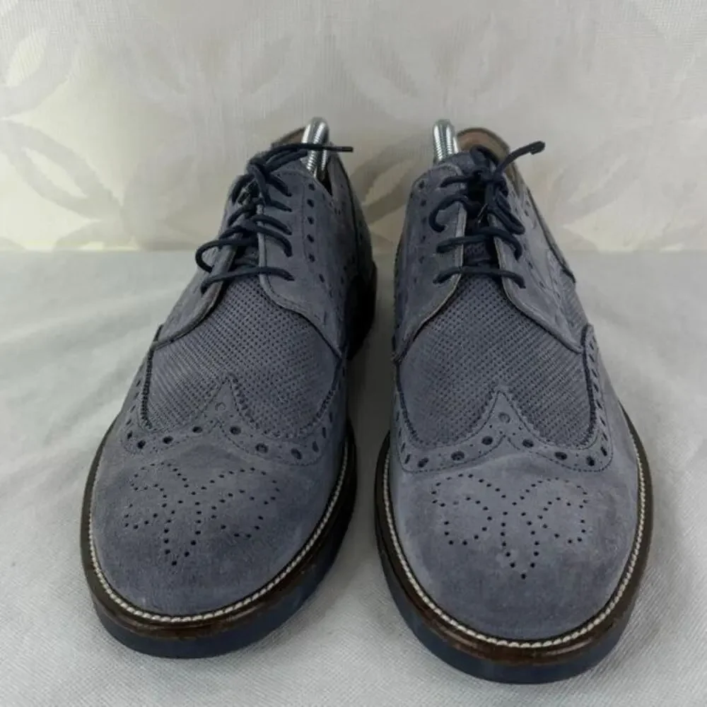 S.F Esseffe Made in Italy Suede Wingtip Derby Blue Gray‎ Loafers Size 42